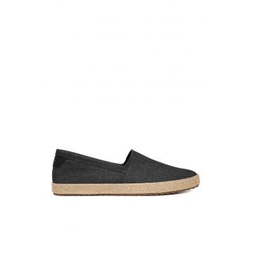 Mocasini barbati  gri - material textil - varf rotund -