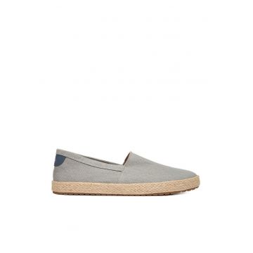 Mocasini barbati  gri - material textil - varf rotund -