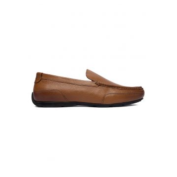 Mocasini barbati -  piele naturala - maro - varf rotund