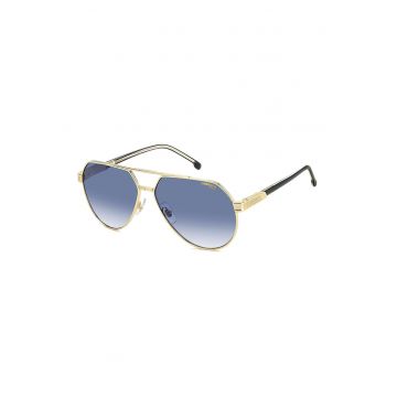 Ochelari de soare aviator cu rama metalica - Negru stins/Auriu deschis