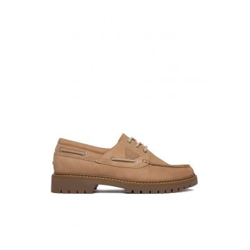 Pantofi barbati -  piele naturala - bej - varf rotund