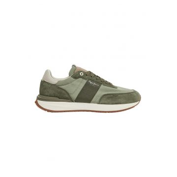 Pantofi sport cu insertii de piele intoarsa - Kaki