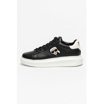 Pantofi sport din piele ecologica cu aplicatie logo - Negru