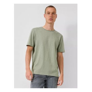 Q/S by s.Oliver Tricou barbati cu maneca scurta - din jerseu de bumbac - Regular fit - Verde masliniu