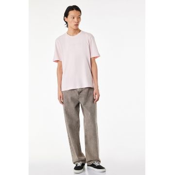 Tricou de bumbac cu decolteu rotund - Roz deschis