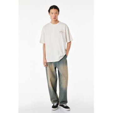 Tricou lejer cu imprimeu pe spate - Ecru