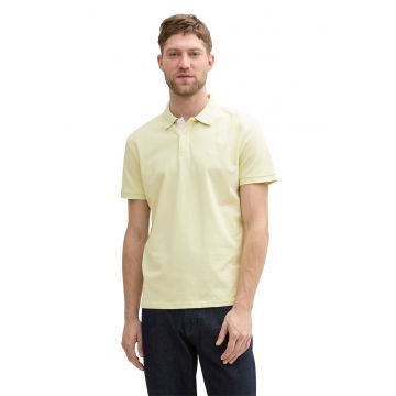 Tricou polo din bumbac pique Basic - Galben pal