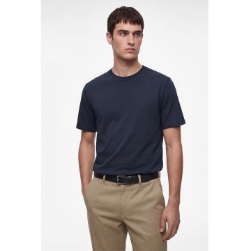Tricou uni cu decolteu la baza gatului - Bleumarin