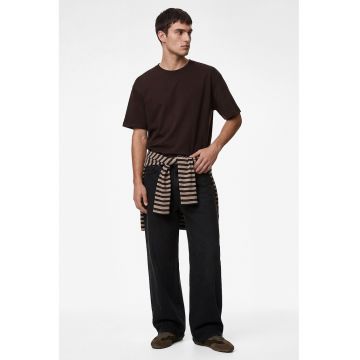 Tricou uni cu decolteu la baza gatului - Maro inchis