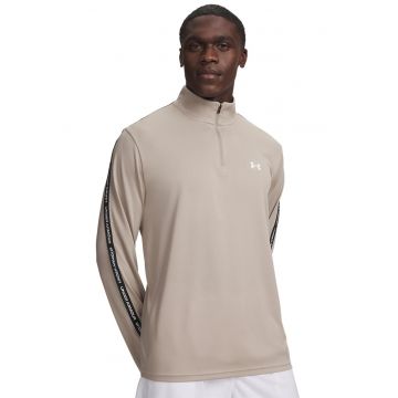 Bluza cu fenta scurta cu fermoar - pentru antrenament Tech Taping - Maro taupe deschis