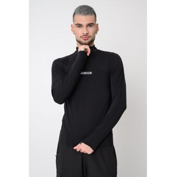 Bluza cu fermoar si decupaj pentru deget - pentru fitness - Negru