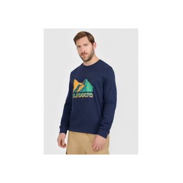 Bluza sport barbati -  longsleeve - bleumarin - bumbac