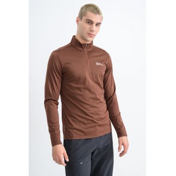 Bluza termica slim fit cu fenta cu fermoar pentru ski - Maro inchis/Negru