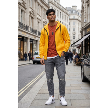 Hanorac barbati slim fit  galben DEF13526 D6-1