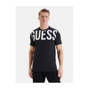 Tricou barbati -  slim fit - negru - bumbac/elastan