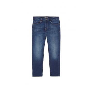 Blugi elastici cu aspect decolorat - Albastru