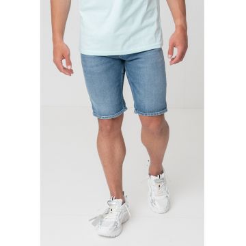 Blugi scurti din amestec de bumbac cu talie medie - Albastru inchis