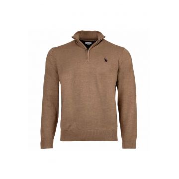 Bluza de trening cu guler inalt - Bej