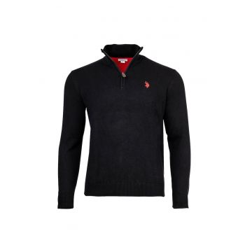 Bluza de trening cu guler inalt - Negru