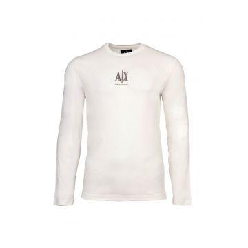 Bluza din bumbac cu broderie logo - Alb