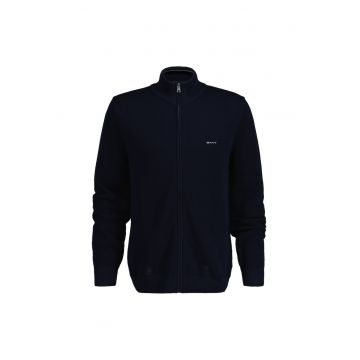 Cardigan de bumbac cu fermoar - Albastru