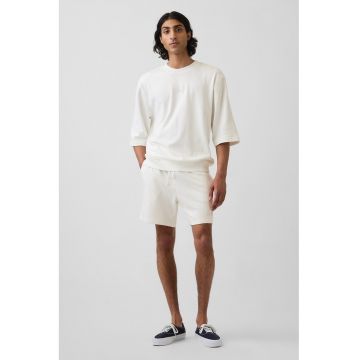 Pantaloni scurti cu logo si snur - Alb