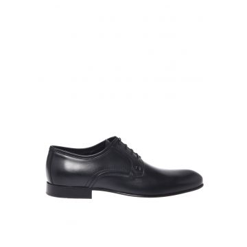 Pantofi de piele cu sireturi - Negru