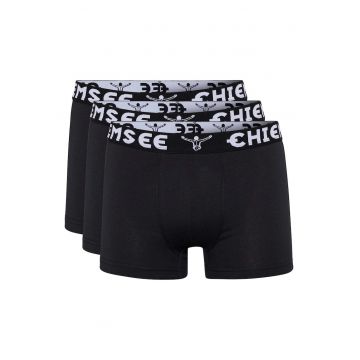 Set de boxeri cu banda logo in talie - 3 perechi - Albastru inchis - - Negru