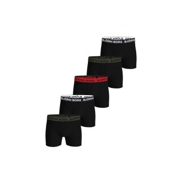 Set de boxeri cu banda logo in talie - 5 perechi - Rosu/Verde/Negru