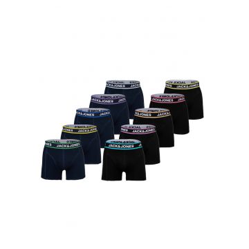 Set de boxeri cu banda logo in talie Jaclimes - 10 perechi - Negru/Albastru