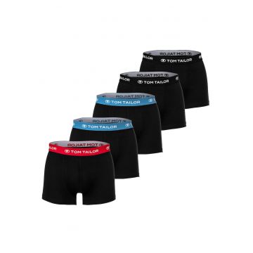 Set de boxeri cu logo in talie - 5 perechi - Rosu/Negru/Albastru