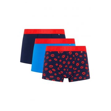 Set de boxeri cu model - 3 perechi - Albastru royal/Rosu vermillion/Bleumarin