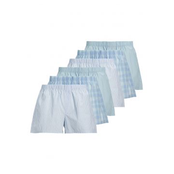 Set de boxeri de bumbac cu talie elastica - 6 perechi - Albastru deschis