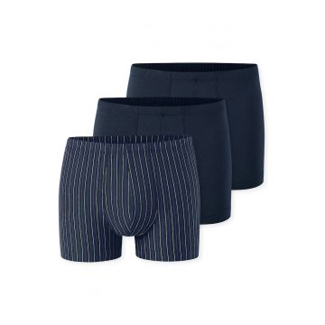 Set de boxeri uni si cu dungi - 3 perechi - Albastru