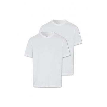 Set de tricouri cu model uni - 2 piese - Alb