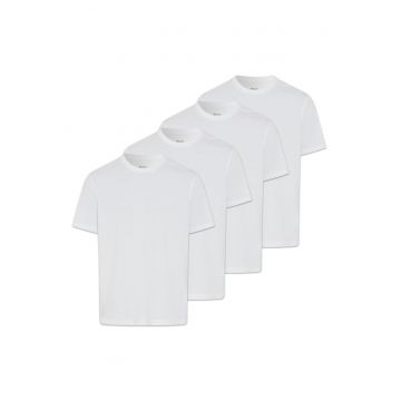 Set de tricouri cu model uni Tim - 4 piese - Alb