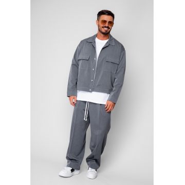 Set Jacheta cu buzunare si pantalon lung Grey Anthracite 19793 - Gri antracit