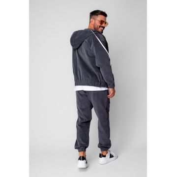 Set Jacheta cu fermoar si Pantalon Lung din reiat Grey Anthracite 19983 - Gri antracit