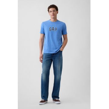 Tricou de bumbac cu aplicatie logo - Albastru