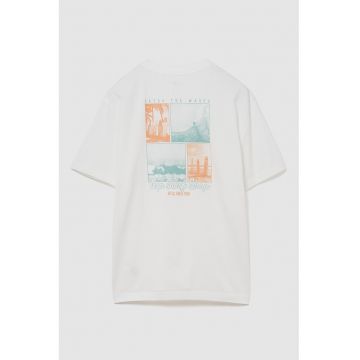Tricou de bumbac cu imprimeu - Alb/Portocaliu/Albastru