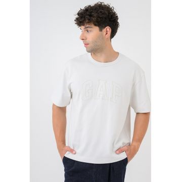 Tricou de bumbac cu imprimeu logo - Alb murdar