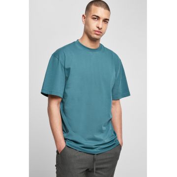 Tricou din bumbac cu decolteu la baza gatului - Albastru petrol