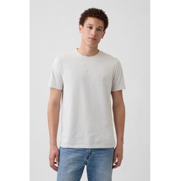 Tricou din bumbac cu decolteu la baza gatului - Ecru