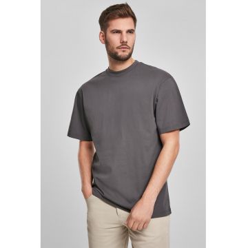 Tricou din bumbac cu decolteu la baza gatului - Gri inchis