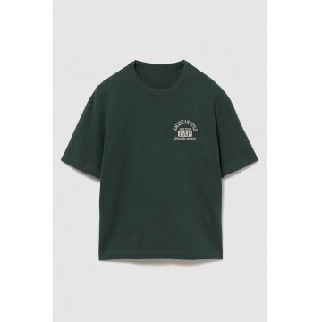 Tricou din bumbac cu logo brodat - Verde padure