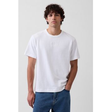 Tricou lejer din bumbac cu logo - Alb optic