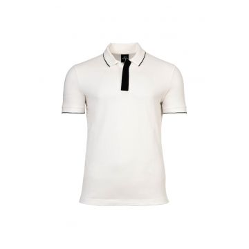 Tricou polo cu accente cu model in dungi - Alb
