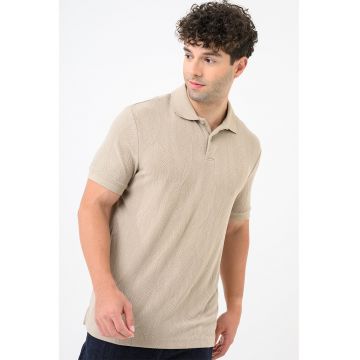 Tricou polo cu aspect texturat - Maro deschis