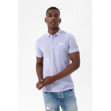 Tricou polo cu buzunar pe piept - Albastru lavanda