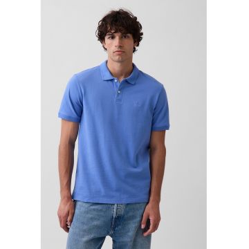 Tricou polo cu logo brodat - Albastru lavanda
